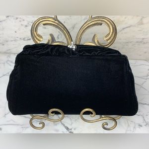 Vintage Black Velvet Clutch Purse